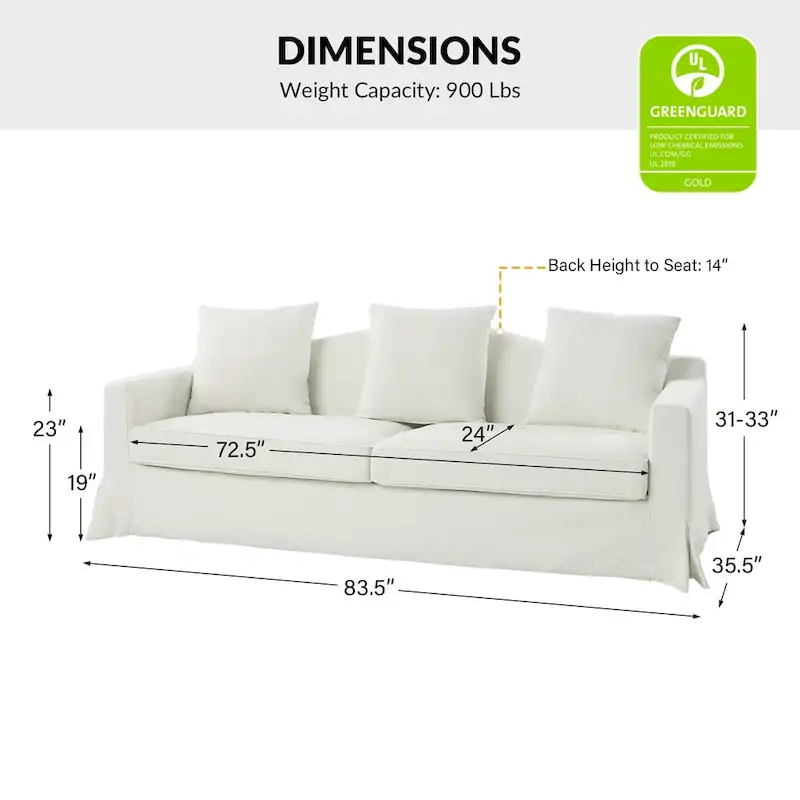 Antonio Transitional 83.5 Slipcovered Sofa with Curved Back by HULALA HOME