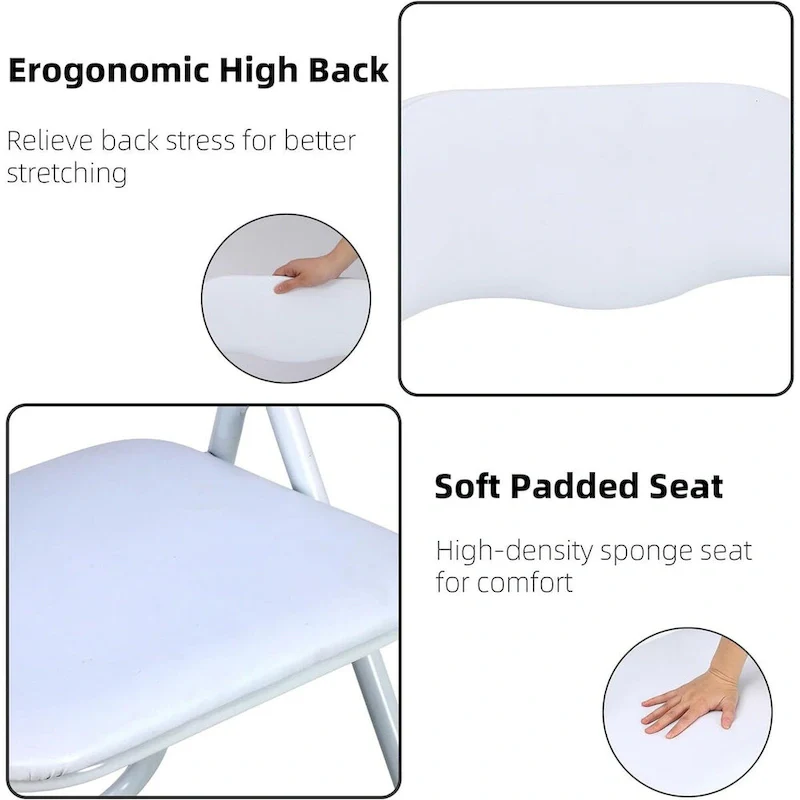 4 Folding Chairs with Cushion, with Non-Slip Feet Pads