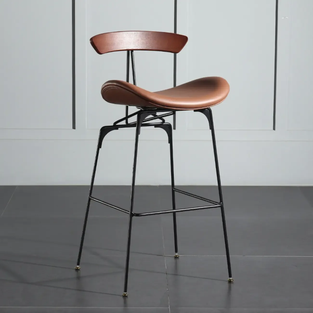 Modern Saddle Genuine Leather Low Back Bar Stool