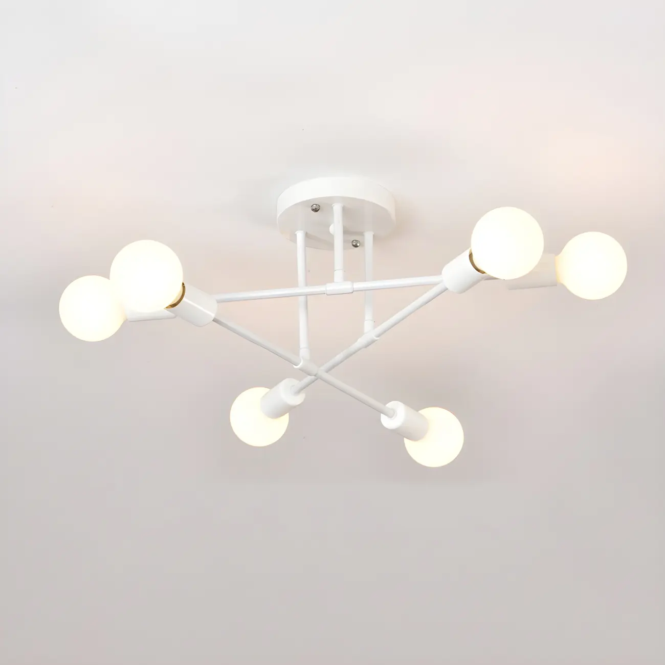 Industrial Linear Sputnik Semi Flush LED Ceiling Light