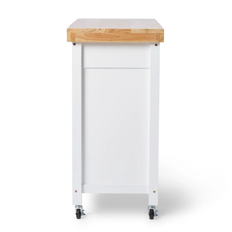 Macaulay Natural Rubberwood Rolling Kitchen Island Cart