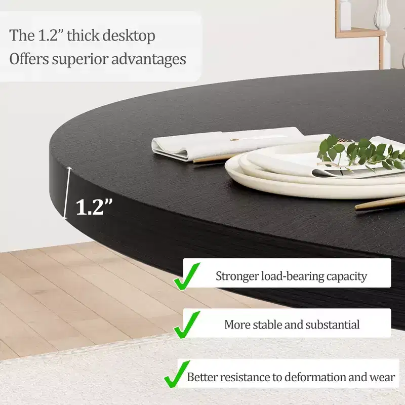 Acekool 47-Inch Round Dining Table, Seats 4, Wood Top with Pedestal Cross Base, Space-Saving Kitchen & Dining Room Table, Farmhouse Style