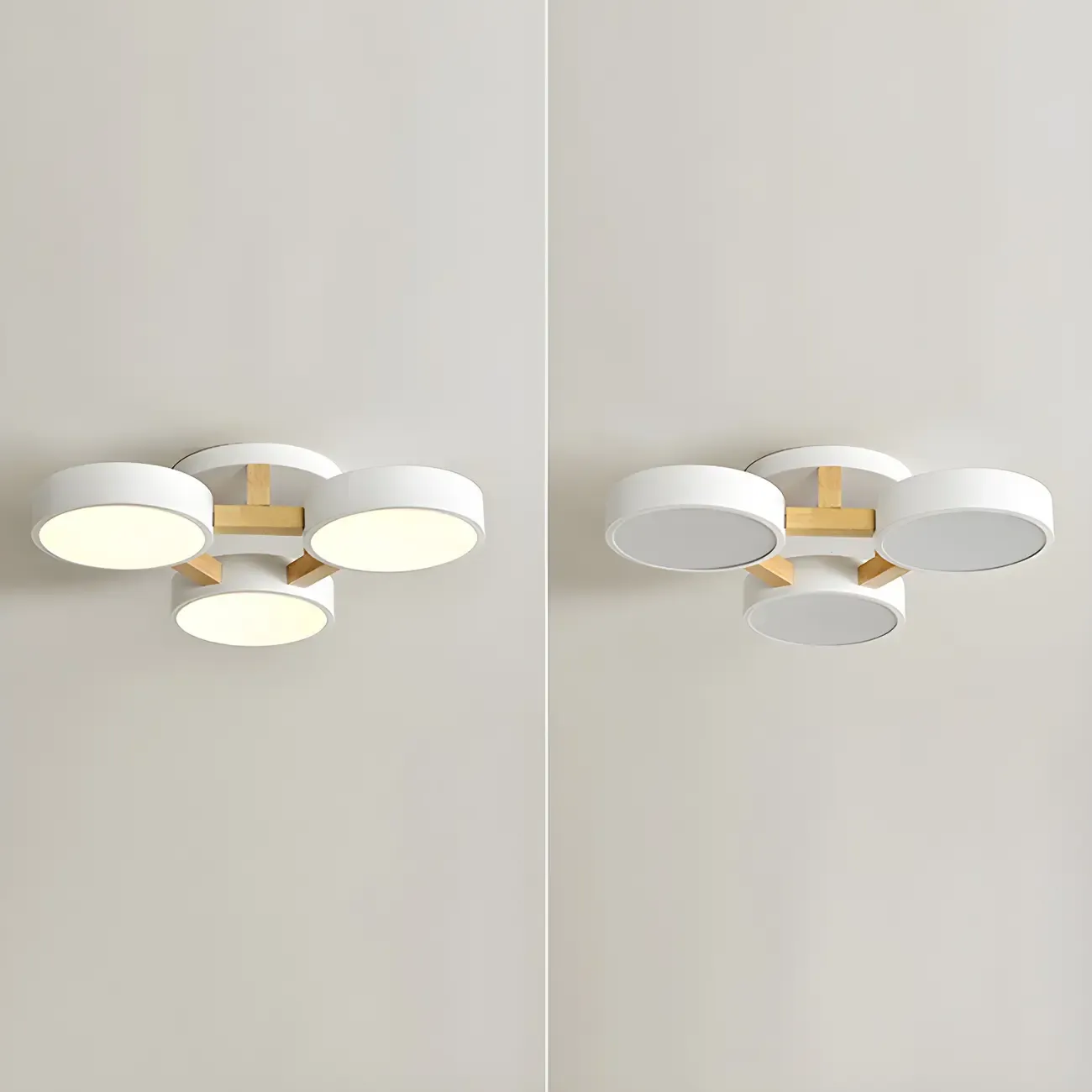 Green Drum Shade Semi Flush Ceiling Light 3-Gear Dimming