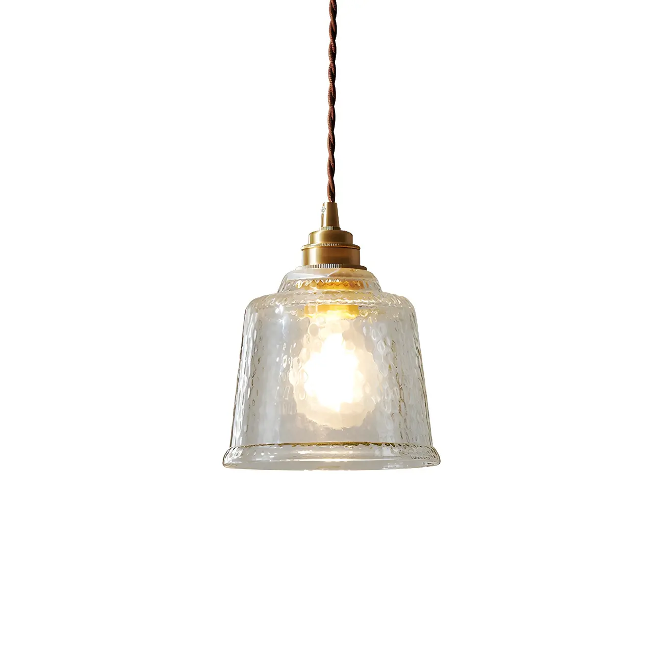 Elegant Brass Clear Glass Bell Pendant Light