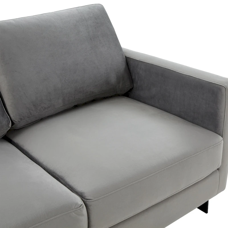 Upholstered Loveseat Sofa in Velvet Fabric with Removable Cushions and Stainless Steel Frame