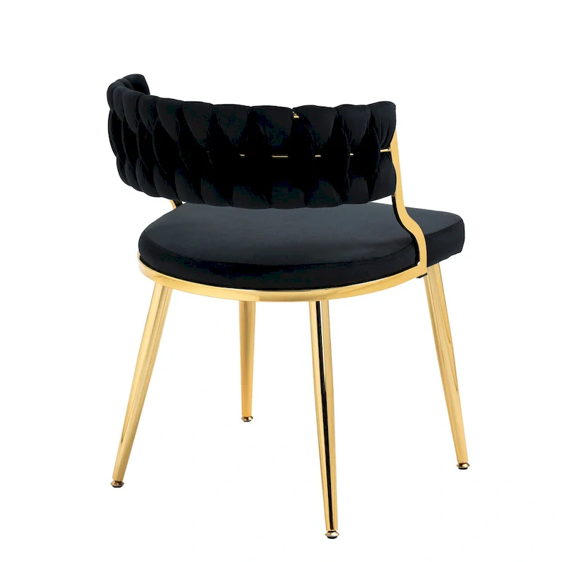 Set of 4 Velvet Dining Chair with Golden Metal Legs