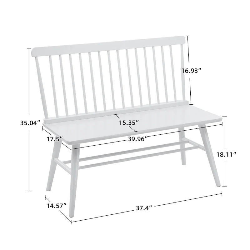 Entryway 40L Solid Wood Dining Bench with Spindle Back