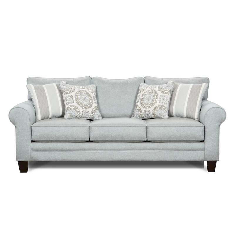 Grande Mist Round Arm Transitional Baby Blue Sofa