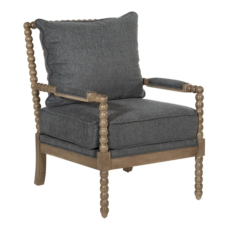 Fletcher Spindle Chair in Fabric with Brushed Charcoal Finish
