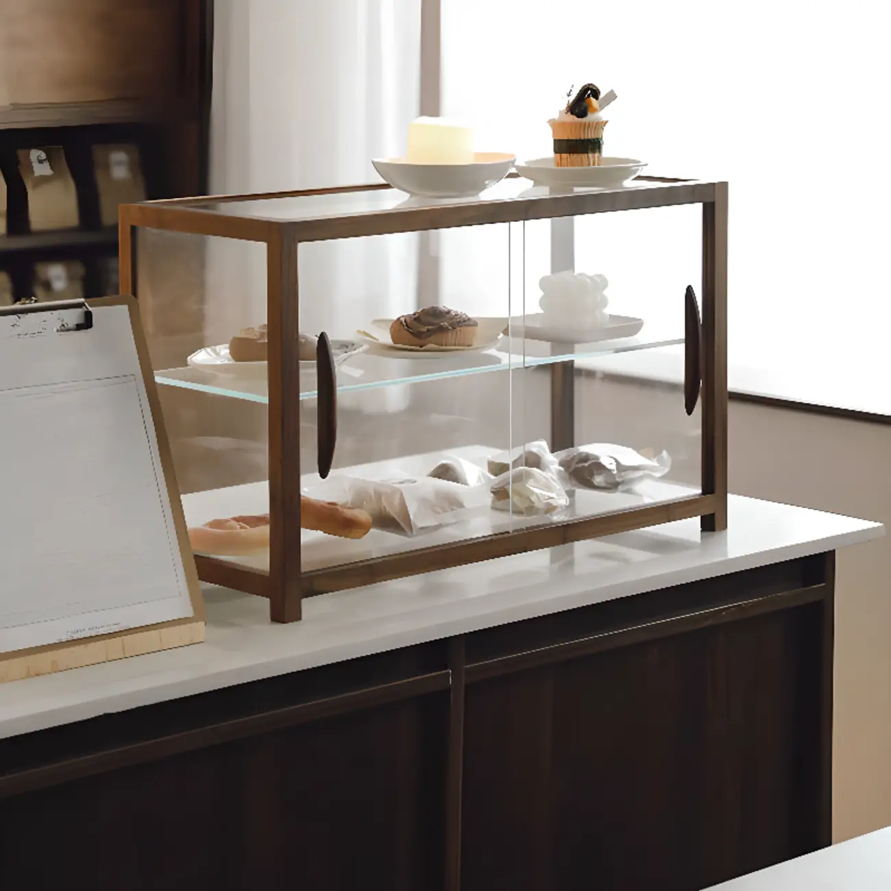 Wooden Glass Tabletop Display Cabinet for Home Decor