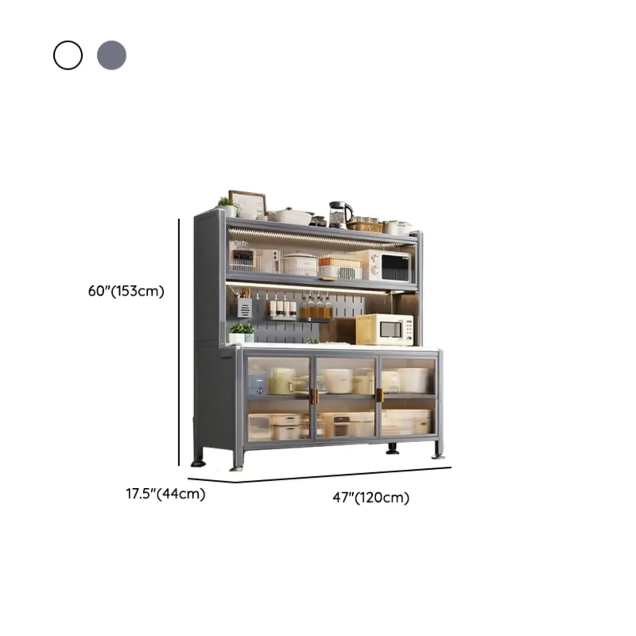 Modern Metal Buffet with Stone Countertop Narrow Design