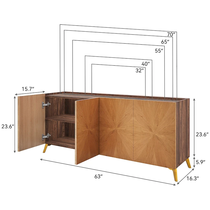 Moasis 63 Solid Wood Sideboard TV Stand