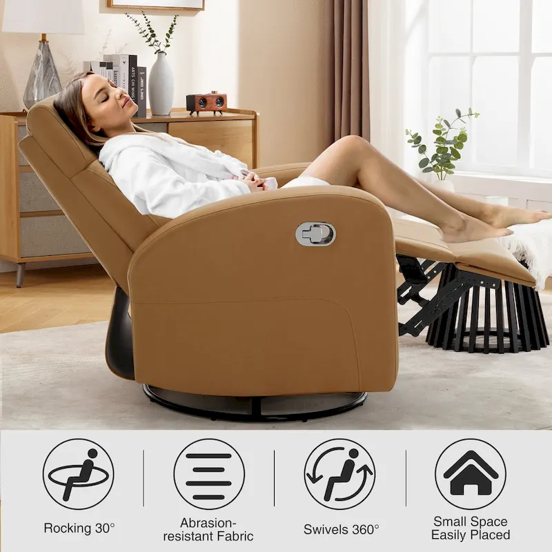 HOMYKA Modern Faux Leather Rocking Recliner with Swivel Set 2