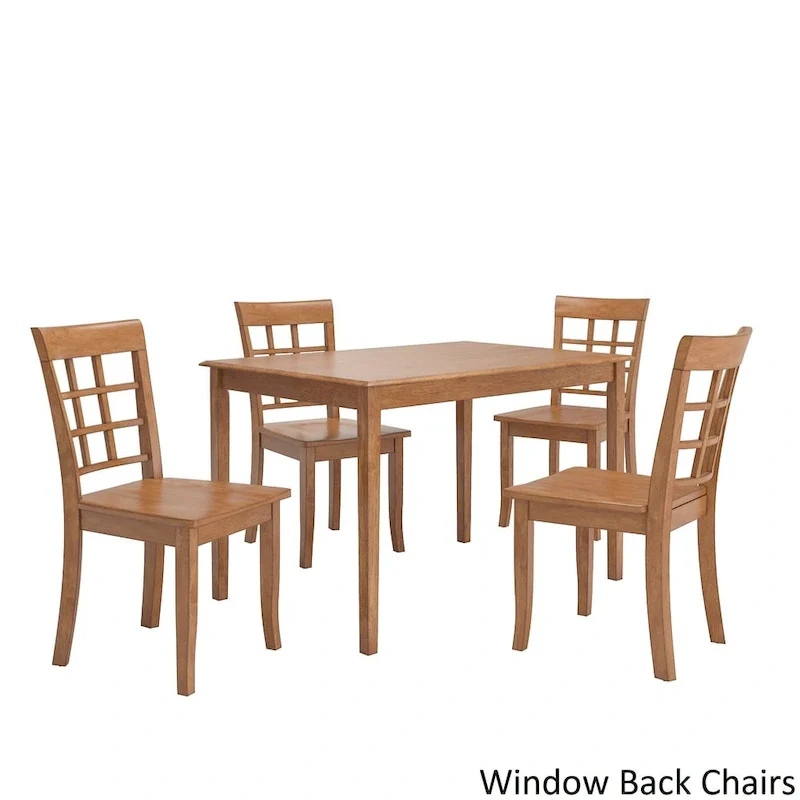 Wilmington II 48-Inch Rectangular Oak Finish 5-Piece Dining Set