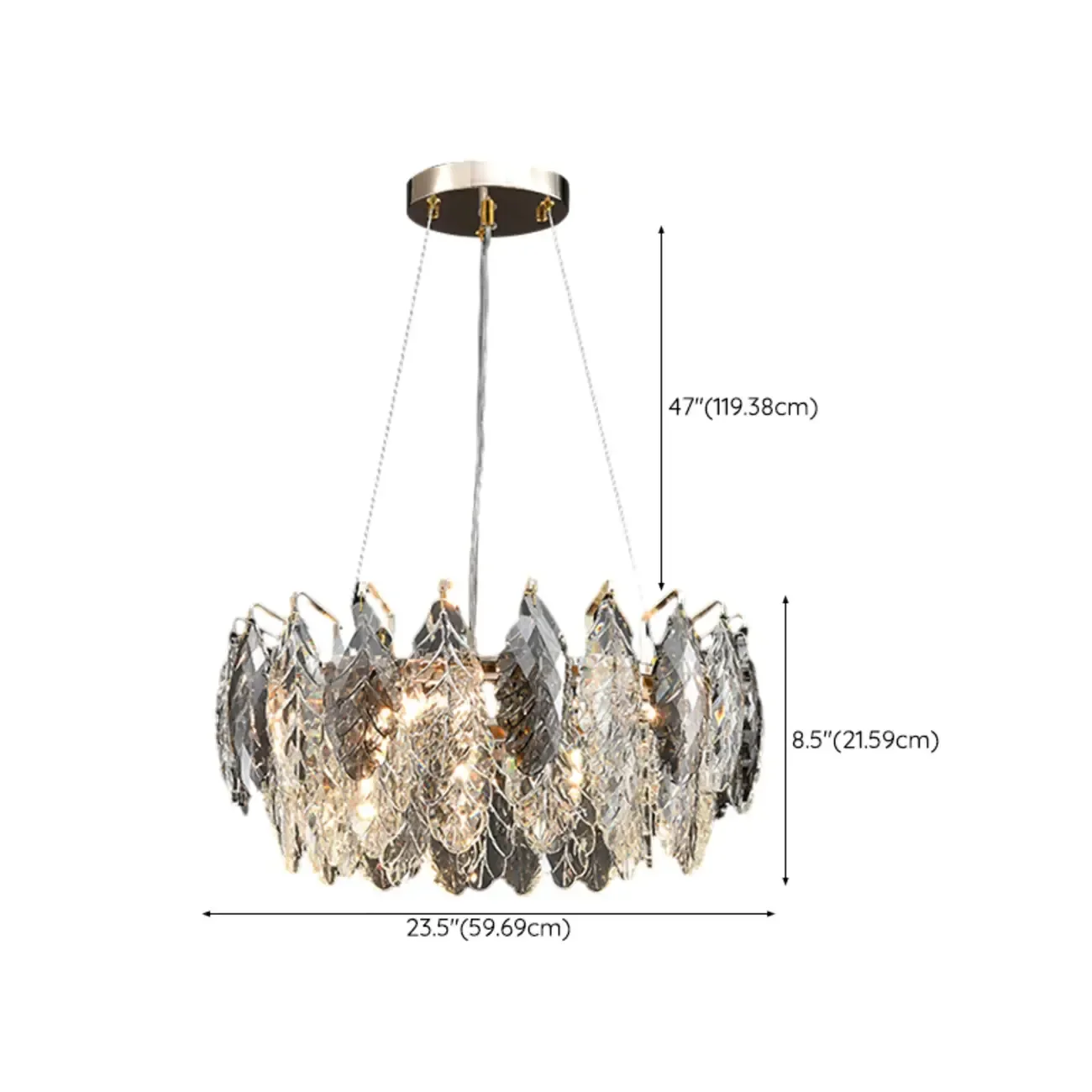 Exquisite Round Multi-light Crystal Leaf Chandelier