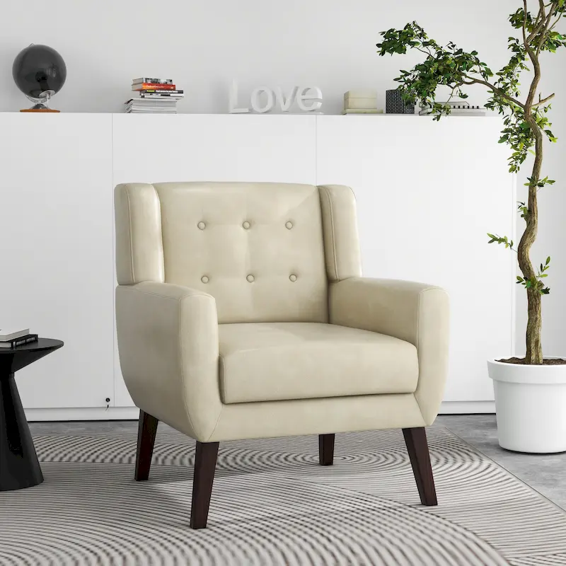 PU Leather Accent Chair Living Room Upholstered Armchair