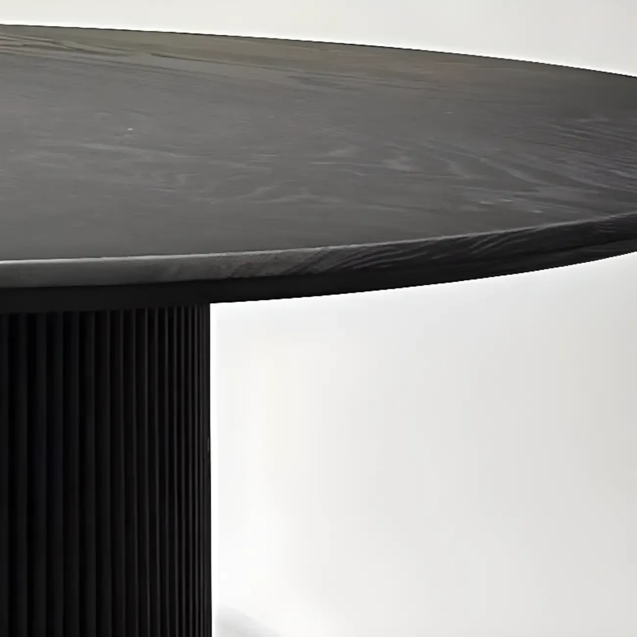 Modern Black Round Wood Cylindrical Base Dining Table