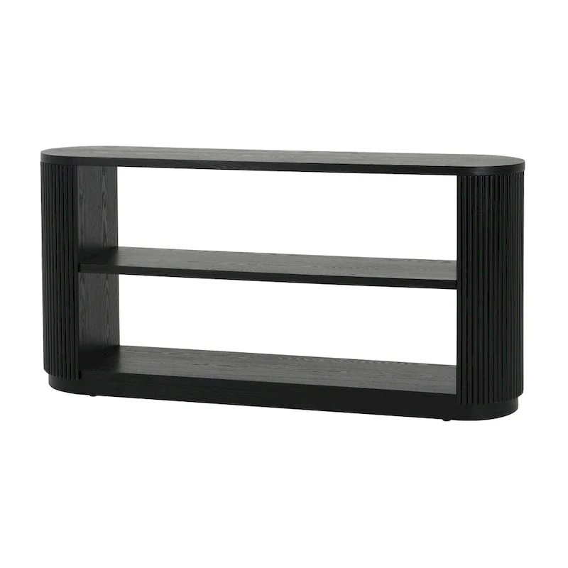 Modern Entryway Table (with Open Shelving and Elegant Wood Grain Design)