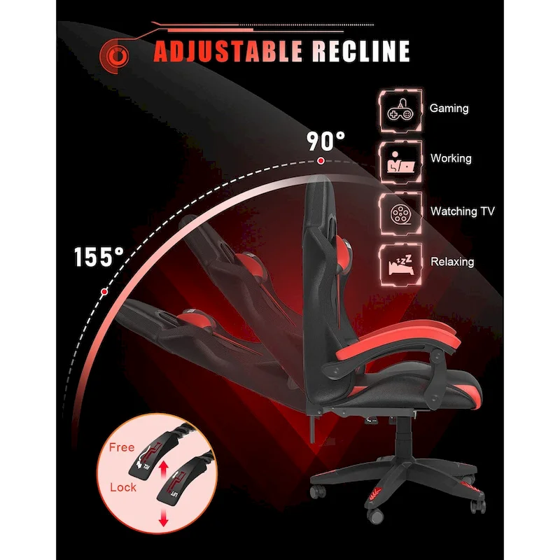 RGB Gaming Chair with LED Lights and Ergonomic Computer Chair