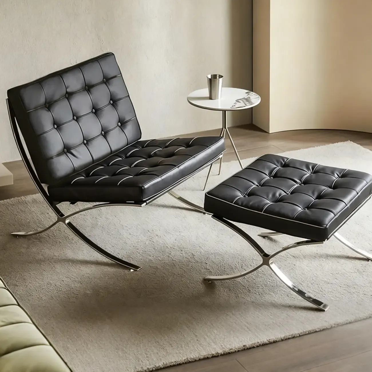 Mid-Century Modern  Leather Lazy Lounge Accent Chair