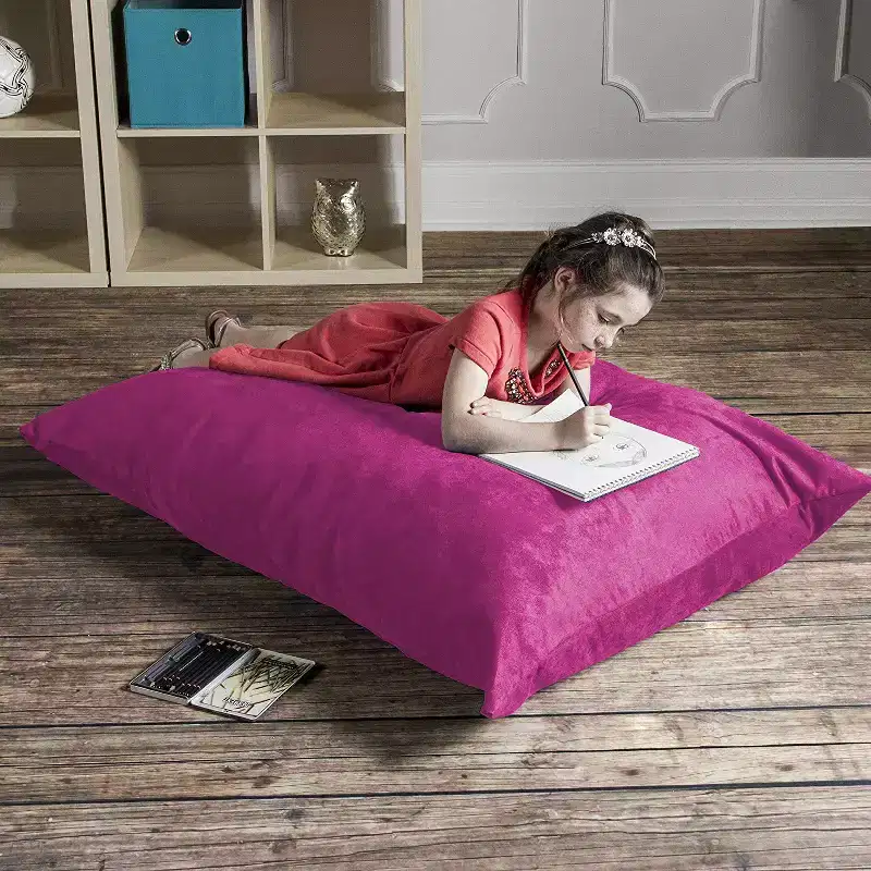 3.5 ft Kids Bean Bag Floor Pillow – Microsuede, Seats 1 (Blueberry / Cherry / Fuchsia / Grape / Lime / Pumpkin)