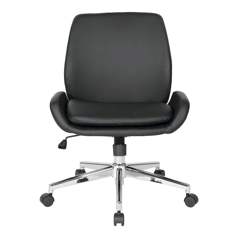 Office Chair with Faux Leather and Chrome Finish Base