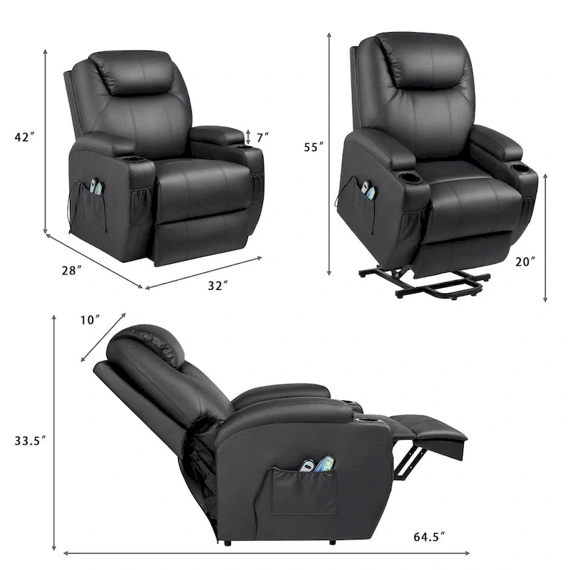 Faux Leather Power Lift Recliner Chair with Massage