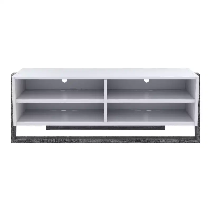 miBasics Large Etteridge 4 Shelf TV Stand for TVs up to 68" Gray: Transitional Style, Two-Tone Finish, Metal Hardware