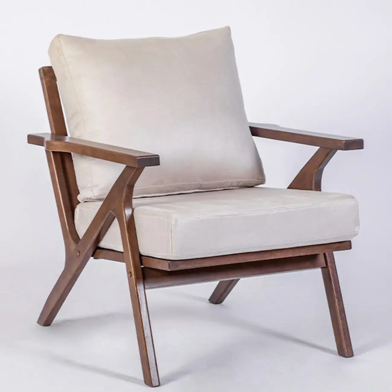 Modern Solid Wood Brown Arm Chair for Living Room