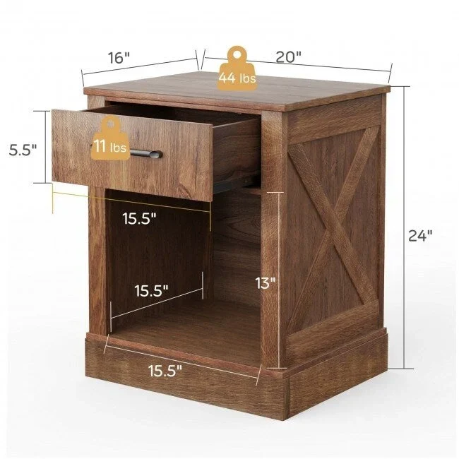 Compact Nightstand with Drawer and Shelf