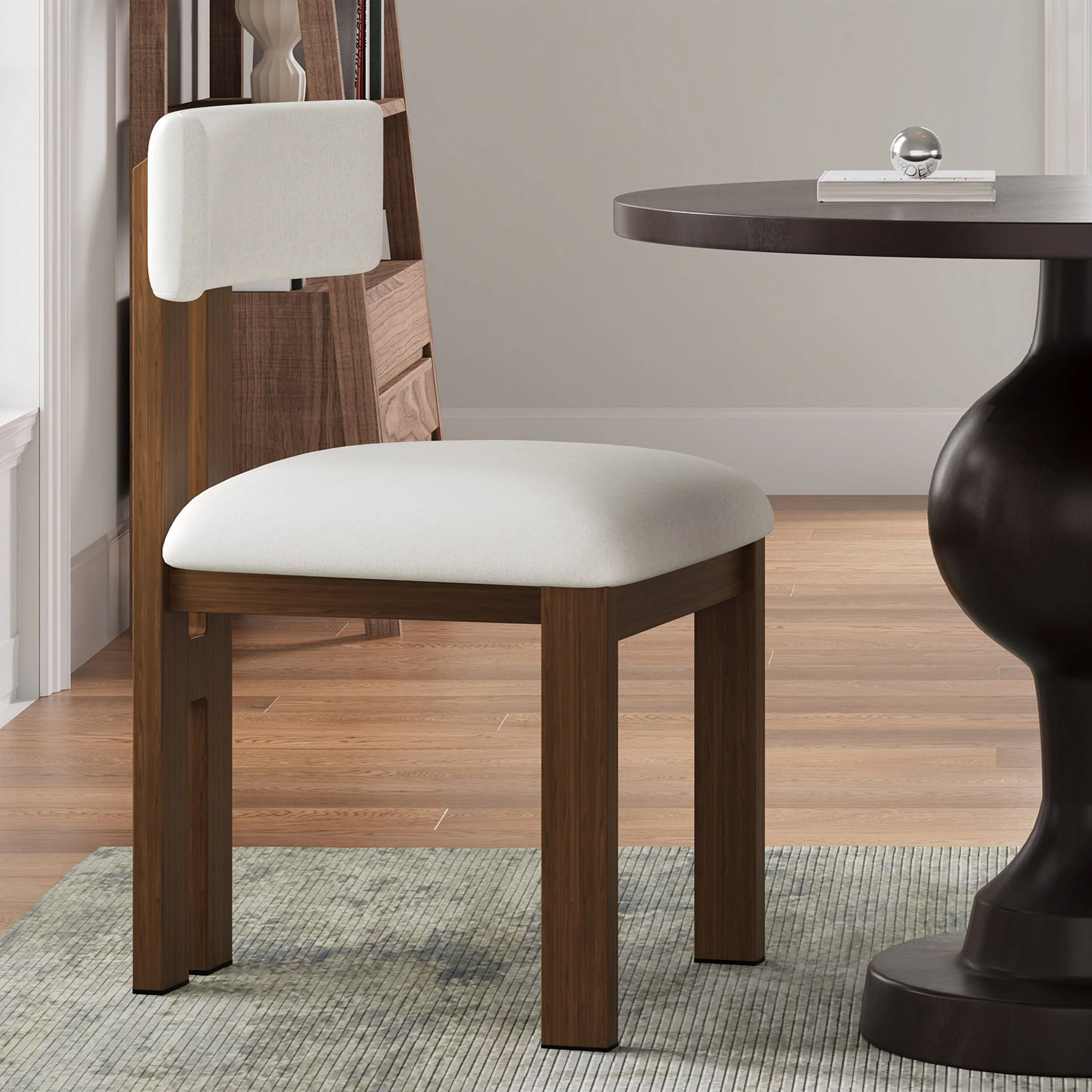 Set of 2 Modern Upholstered Dining Chairs Fabric with Sturdy Iron Frame