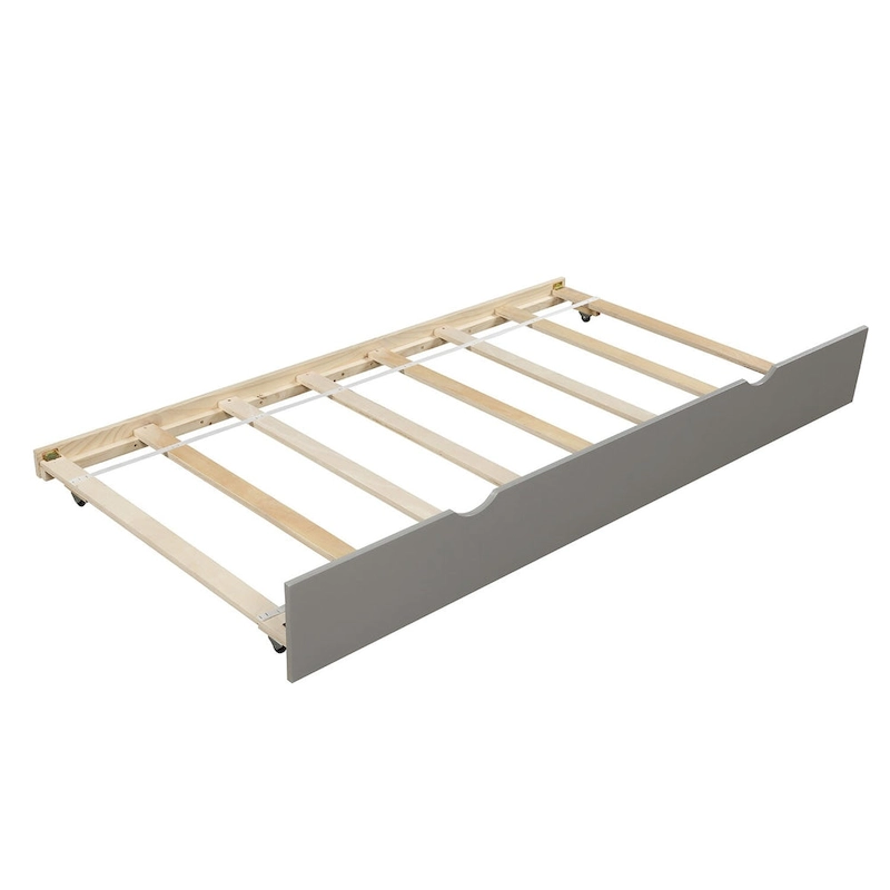 Grey Extendable Twin Pine Daybed with Trundle - Sturdy Frame and Slat Kit Included