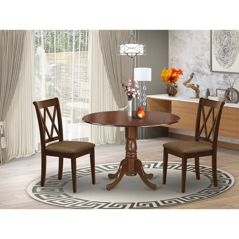 East West Furniture Dining Set Includes a Dining Room Table and Linen Fabric Kitchen Chairs,(Finish & Pieces Options)