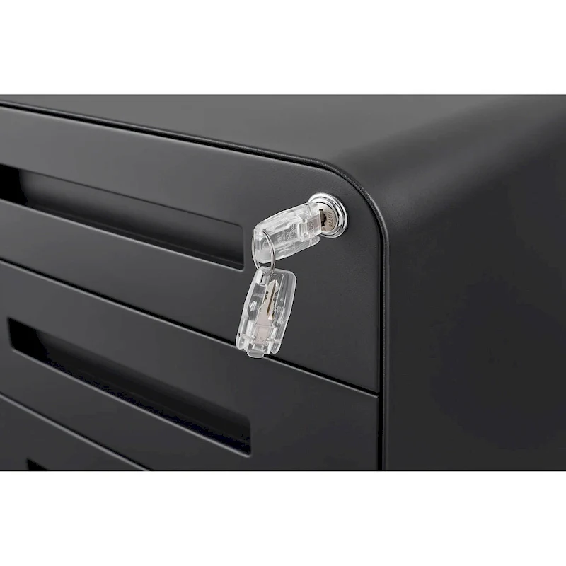 3 Drawer Mobile File Cabinet,Versatile Cabinet,5 Wheel Design Anti-Tilting Cold Rolled Steel Waterproof Moisture-Proof Black