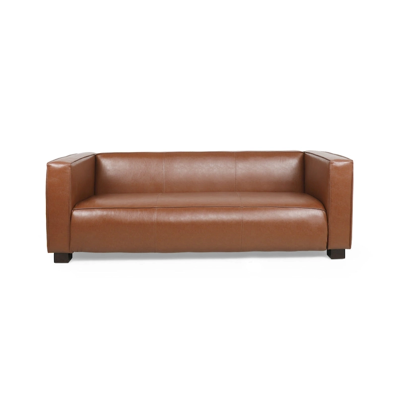 Goyette Faux Leather 3 Seater Sofa by Christopher Knight Home