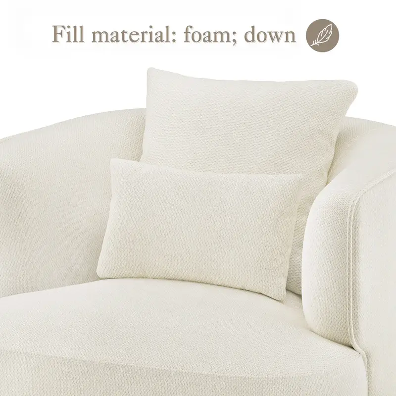 LUE BONA Swivel Accent Armchair Fabric Blend, Modern Upholstered Barrel Chair Living Room Sofa Chair