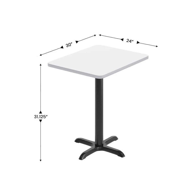 24 x 30 Rectangular Laminate Table Top with 22 x 22 Table Height Base - 24W x 30D x 31.125H