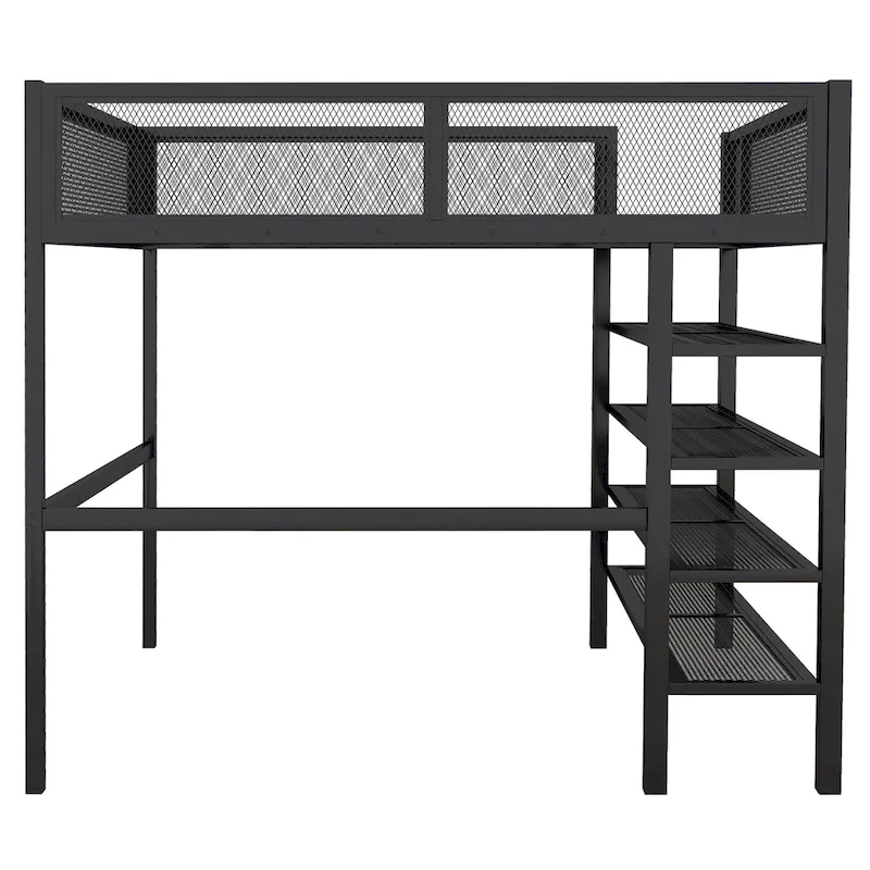 Full Loft Bed with Four Shelves