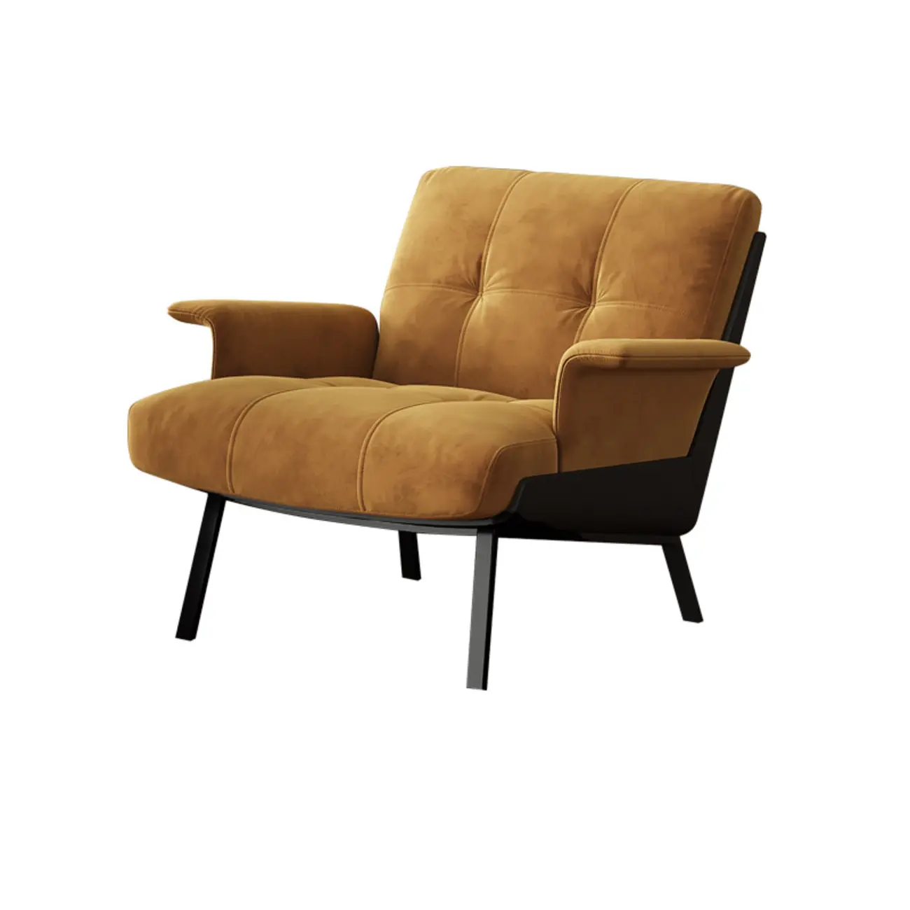 Art Deco Flannel Tufted Back Accent Chair with Arms