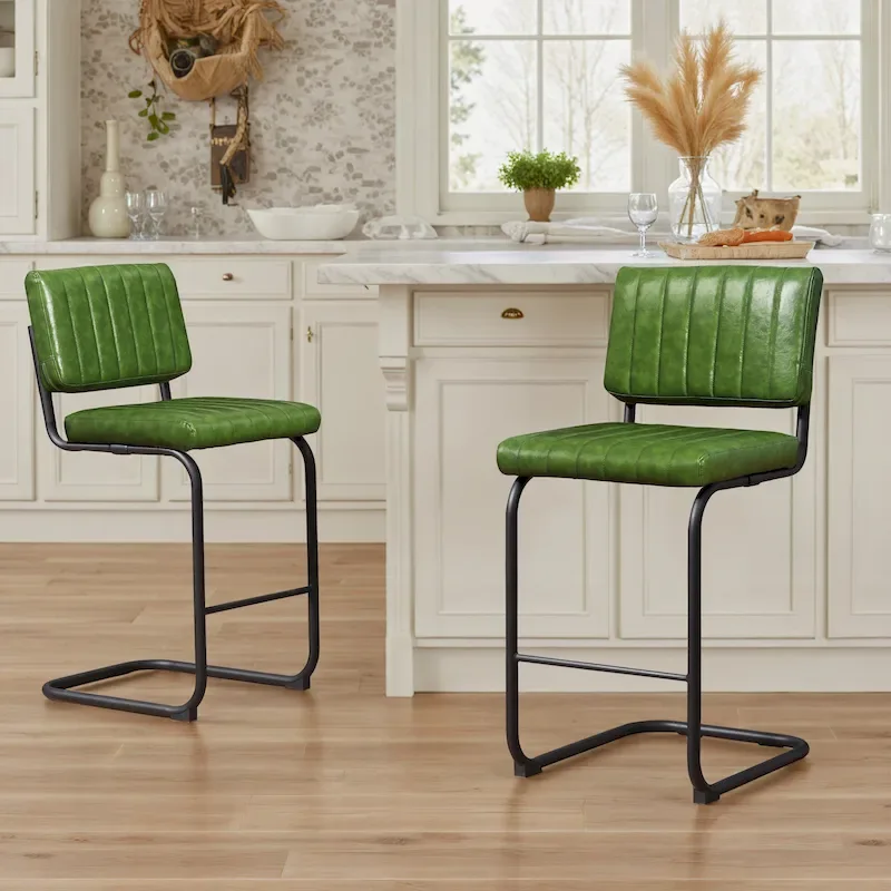 Art Leon Rustic Upholstered Counter Height Bar Stools (Set of 2)