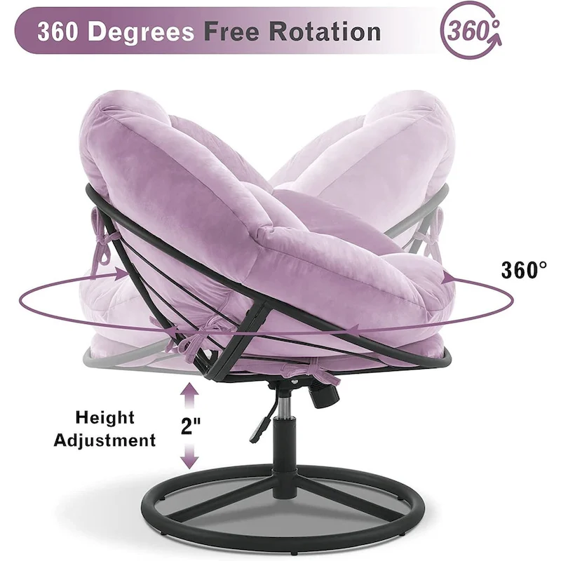 MCombo Gas Lift Swivel Papasan Chair with Height Adjustment, Velvet HQ405
