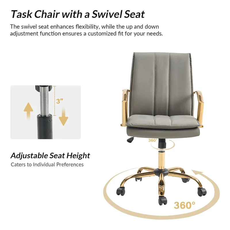 Ignacio Modern Leather Rocking Office Chair with Metal Base by