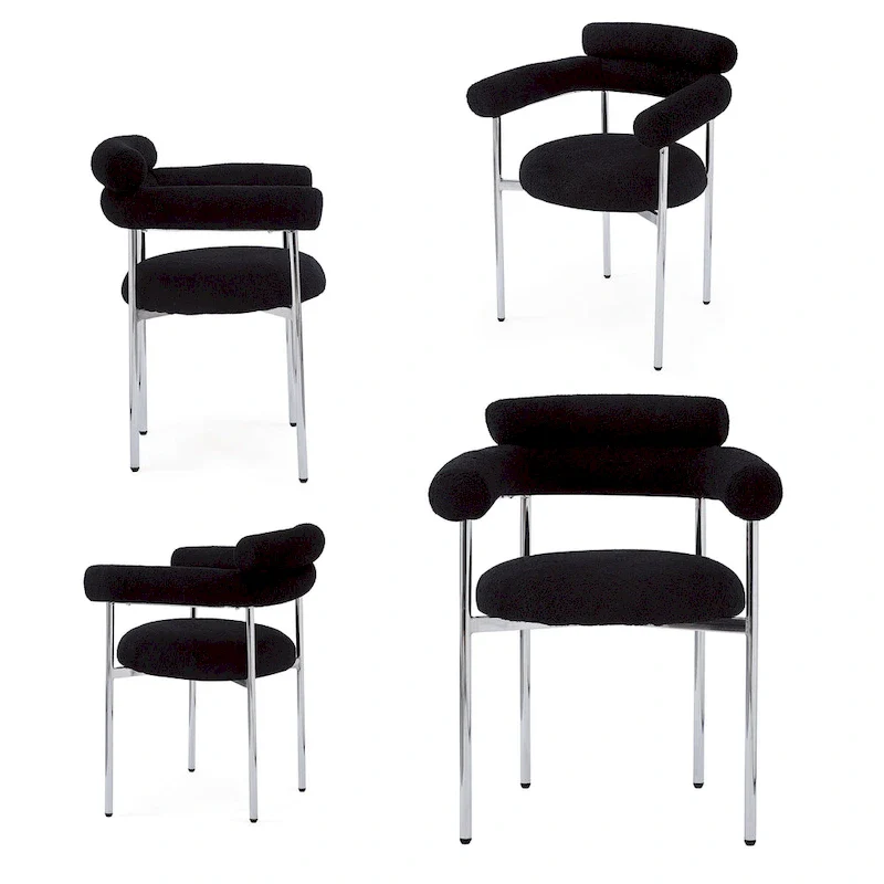 Naci Modern Fabric Arm Dining Chairs with Metal legs by Christopher Knight Home