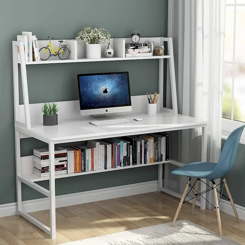 47 Inches Computer Desk with Hutch and Bookshelf