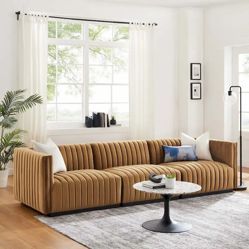 Channel Tufted Performance Velvet Sofa