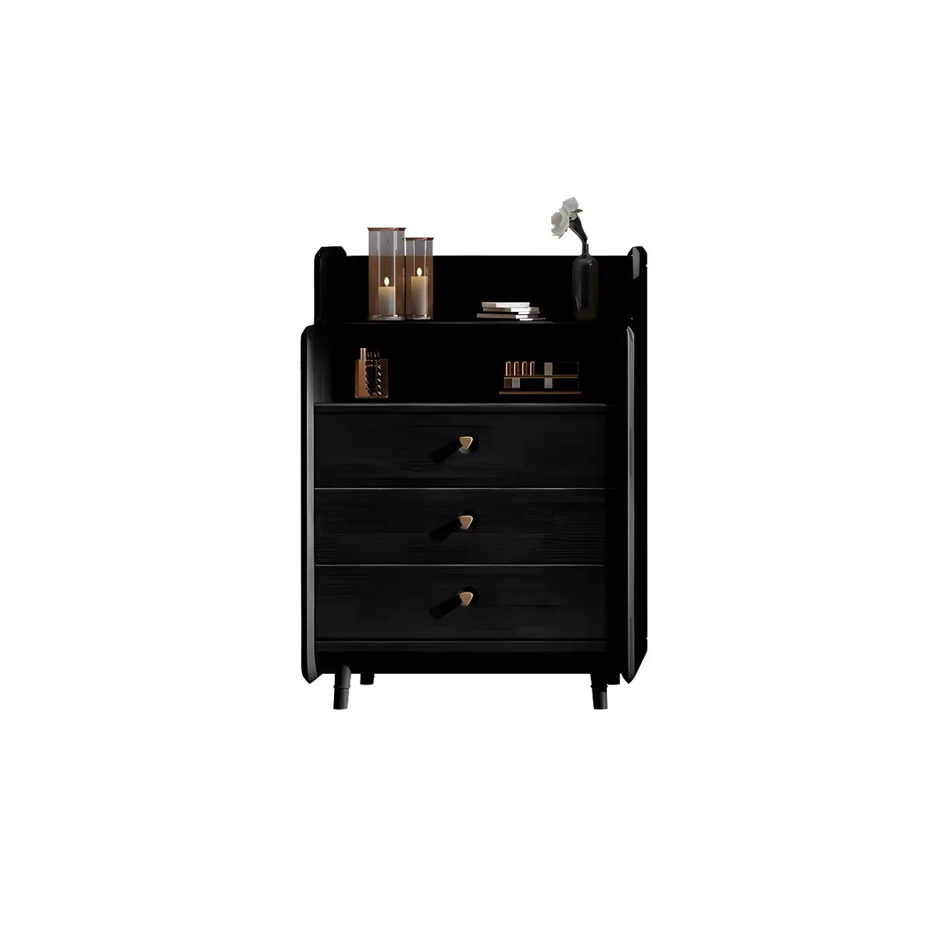 Brown Wood Rattan Front Accent Chest with Multi-Drawer