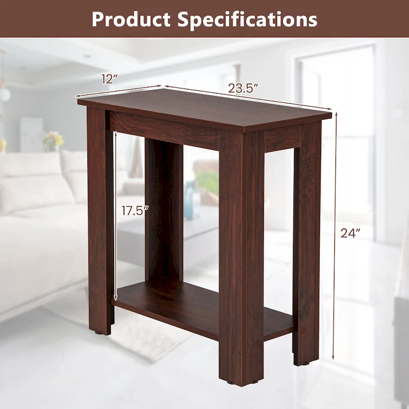 Gymax 2 PCS 2-Tier End Table Modern Sofa Bedside Compact Nightstand w/