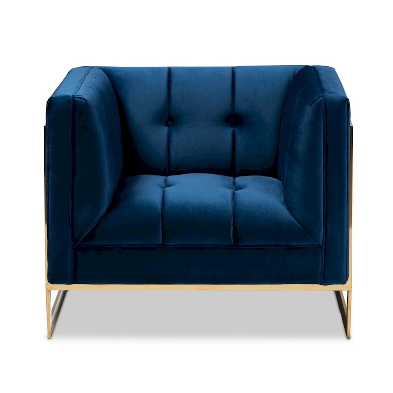 Glam Velvet Fabric Armchair with Gold-Tone Frame