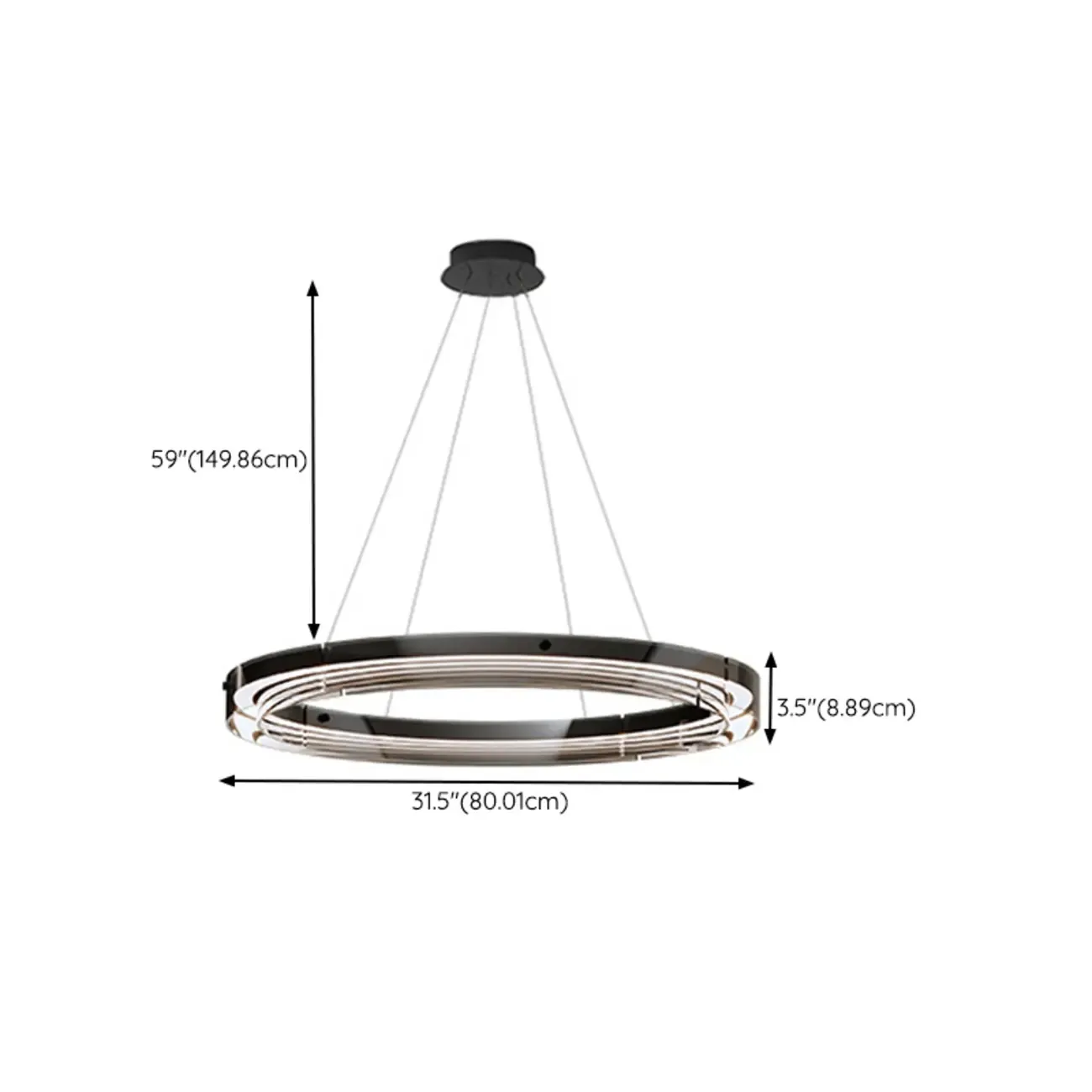 Modern LED Round Metal Chandelier with Flexible Height