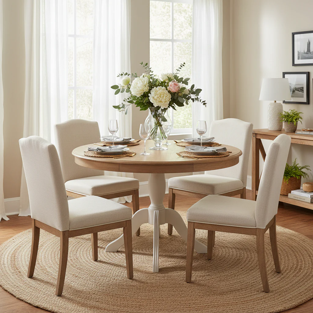 Round Solid Wood Pedestal Table